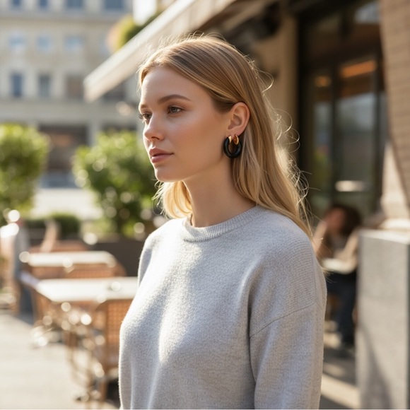 DKNY Stylish Black and Gold Earrings - Picture 4 of 5